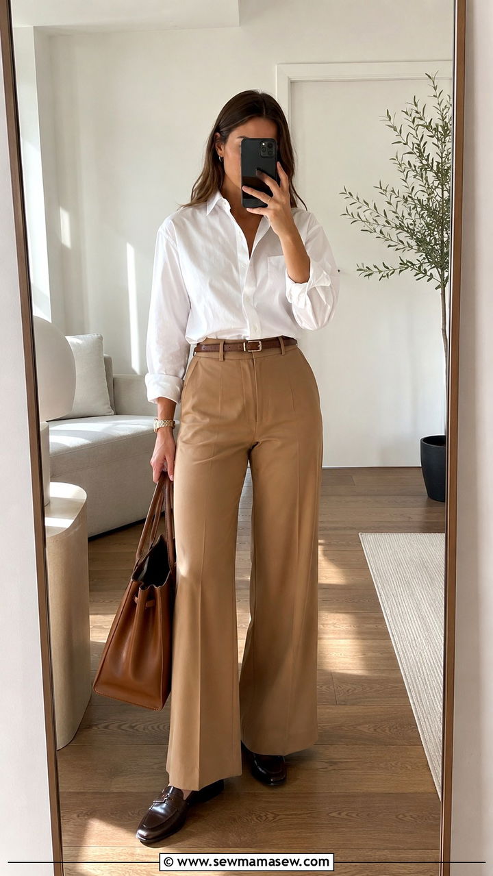 White Button Up and Tailored Trousers - 30 Old money capsule wardrobe
