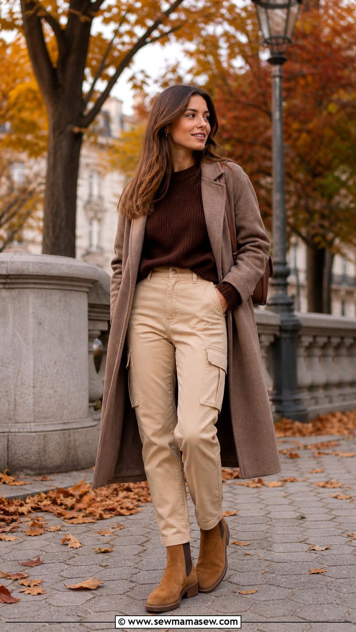 White Cargo Pants With Cropped Denim Jacket and Sneakers - 40 cargo pants outfits
