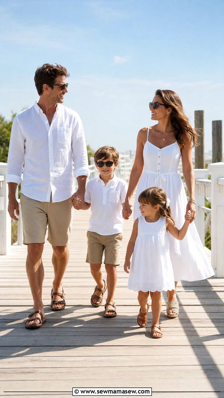 White Cotton And Khaki Summer Family Photo Outfit - 25 Family photo outfit ideas matching