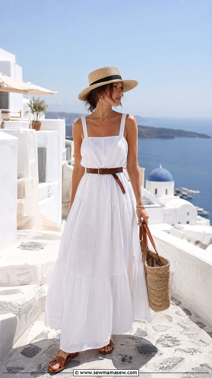 White Cotton Maxi Dress Outfit - 35 European summer outfits for women