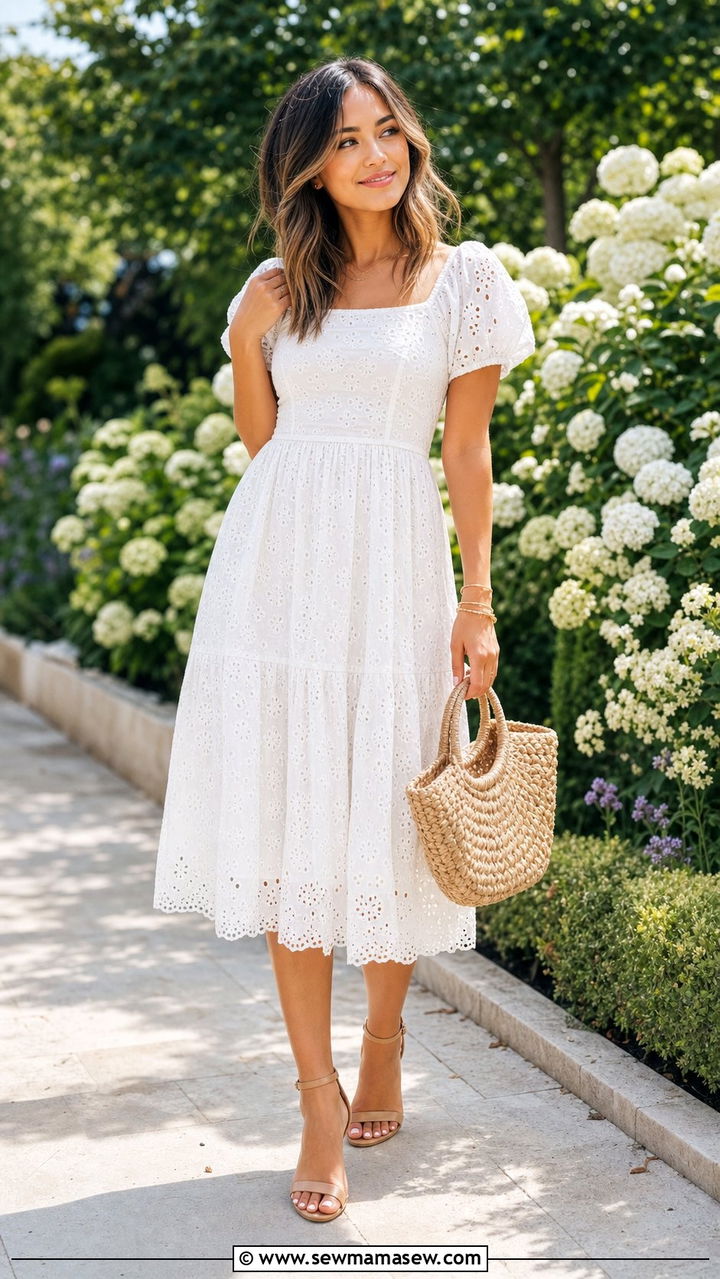 White Dress And Strappy Heels Brunch Outfit - 35 Brunch outfits for petite women