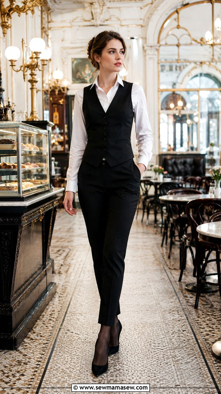 White Dress Shirt Black Waistcoat Waitress - 25 Waitress outfit ideas