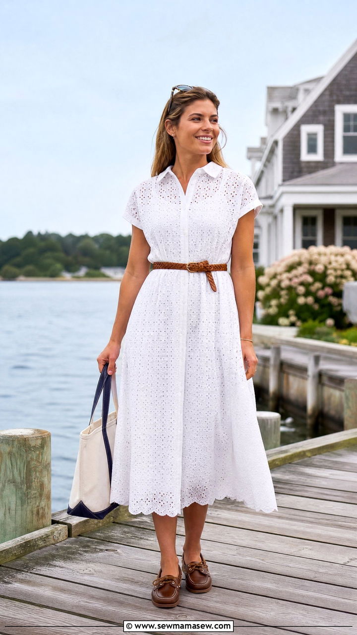 White Dress With Boat Shoes Outfit - 20 Spring outfits for 70 degree weather