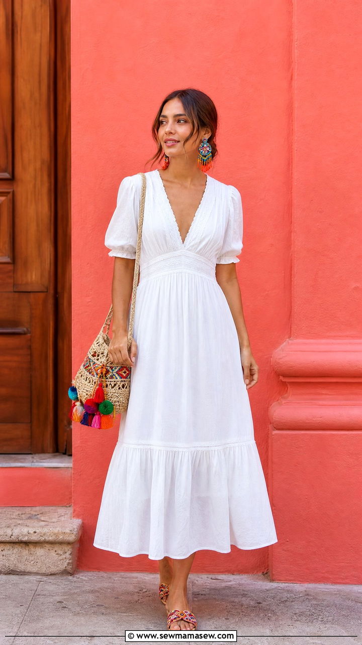 White Dress with Colorful Accessories - 25 Cartagena outfit ideas