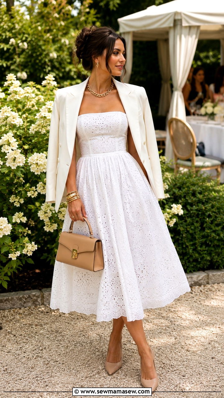 White Eyelet Dress And Blazer Mob Wife Spring - 30 Mob wife spring outfits