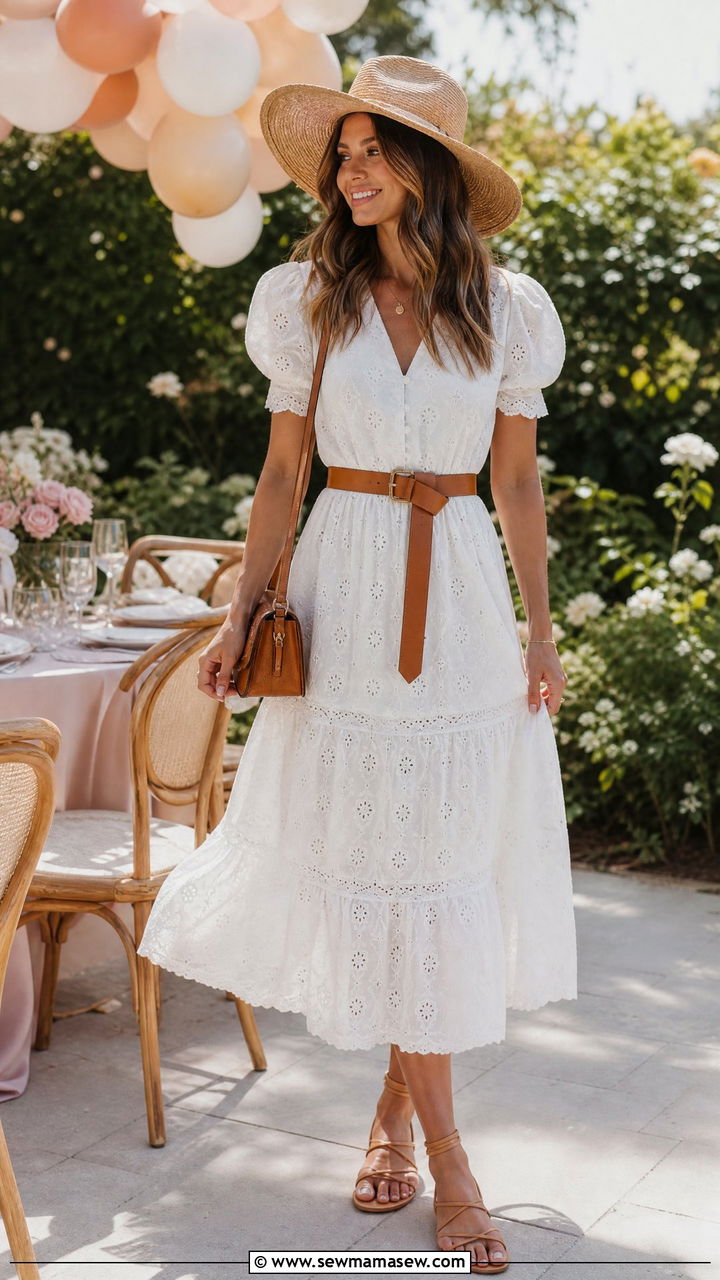 White Eyelet Dress Birthday Brunch Outfit - 35 Birthday brunch outfit ideas