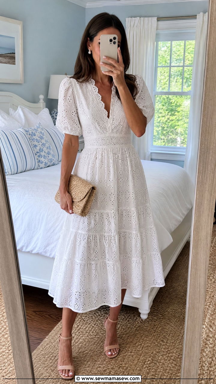 White Eyelet Dress Cape Cod Evening - 25 Old money outfit ideas for Cape Cod