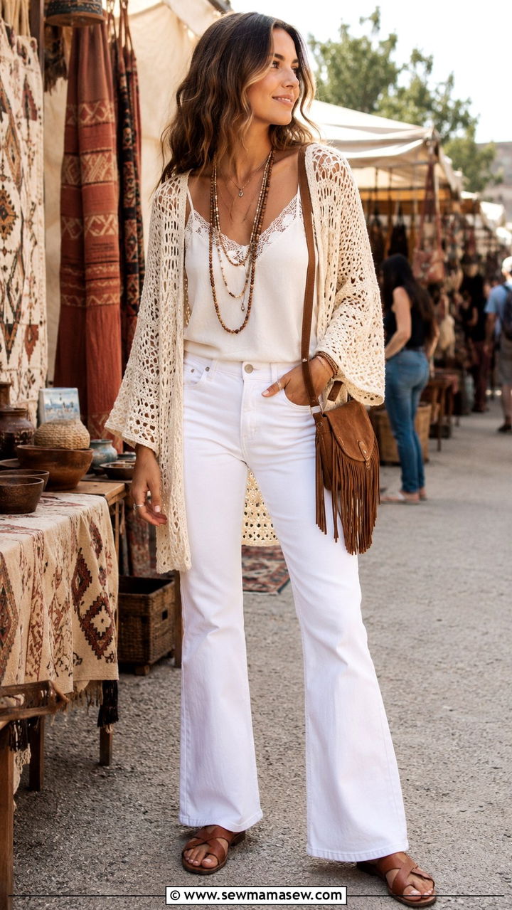 White Jeans With Crochet Cardigan Outfit - 25 White jeans outfit ideas with a cardigan