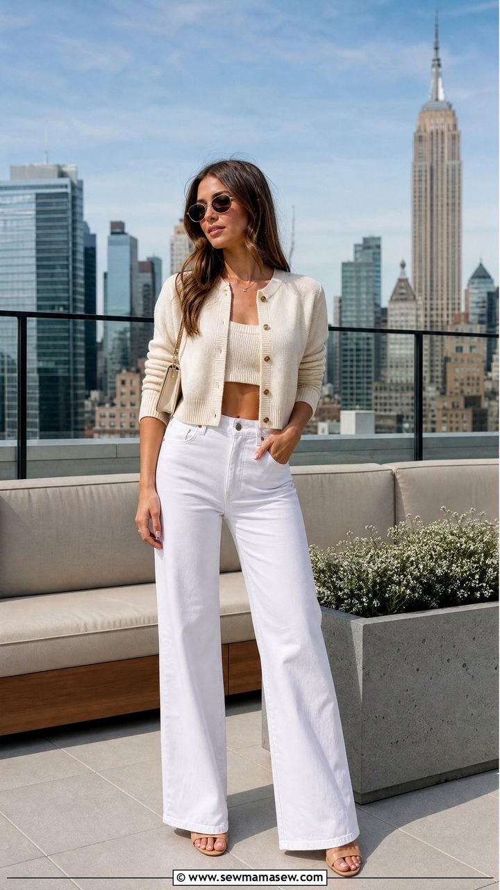 White Jeans With Cropped Cardigan Outfit - 25 White jeans outfit ideas with a cardigan