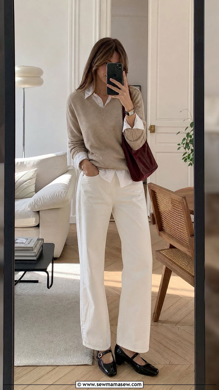 White Jeans With Mary Janes Outfit - 30 French girl outfit ideas with jeans