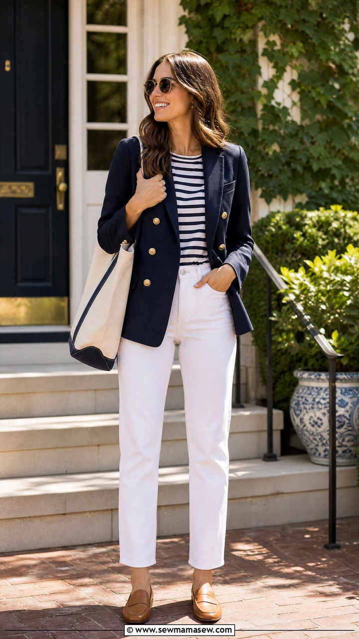 White Jeans With Navy Blazer Outfit - 25 White jeans outfit ideas with a blazer