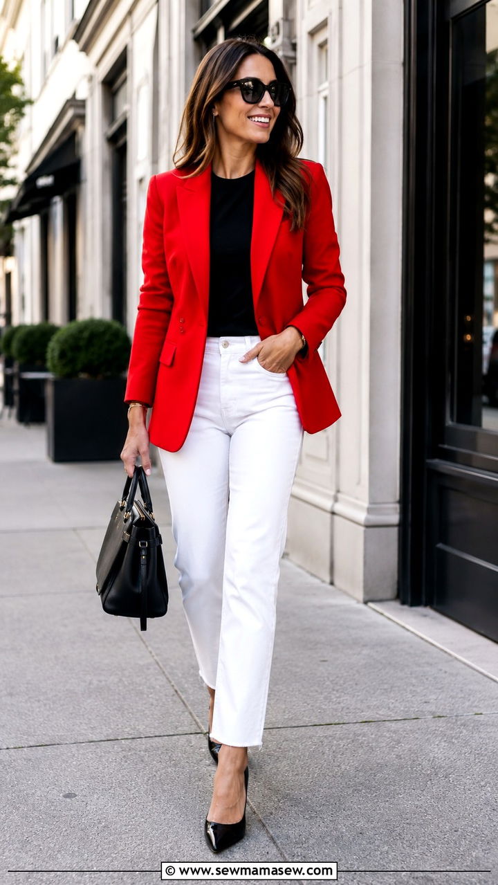 White Jeans With Red Blazer Outfit - 25 White jeans outfit ideas with a blazer
