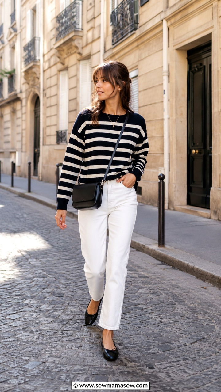White Jeans With Striped Sweater Outfit - 25 White jeans outfit ideas with a sweater