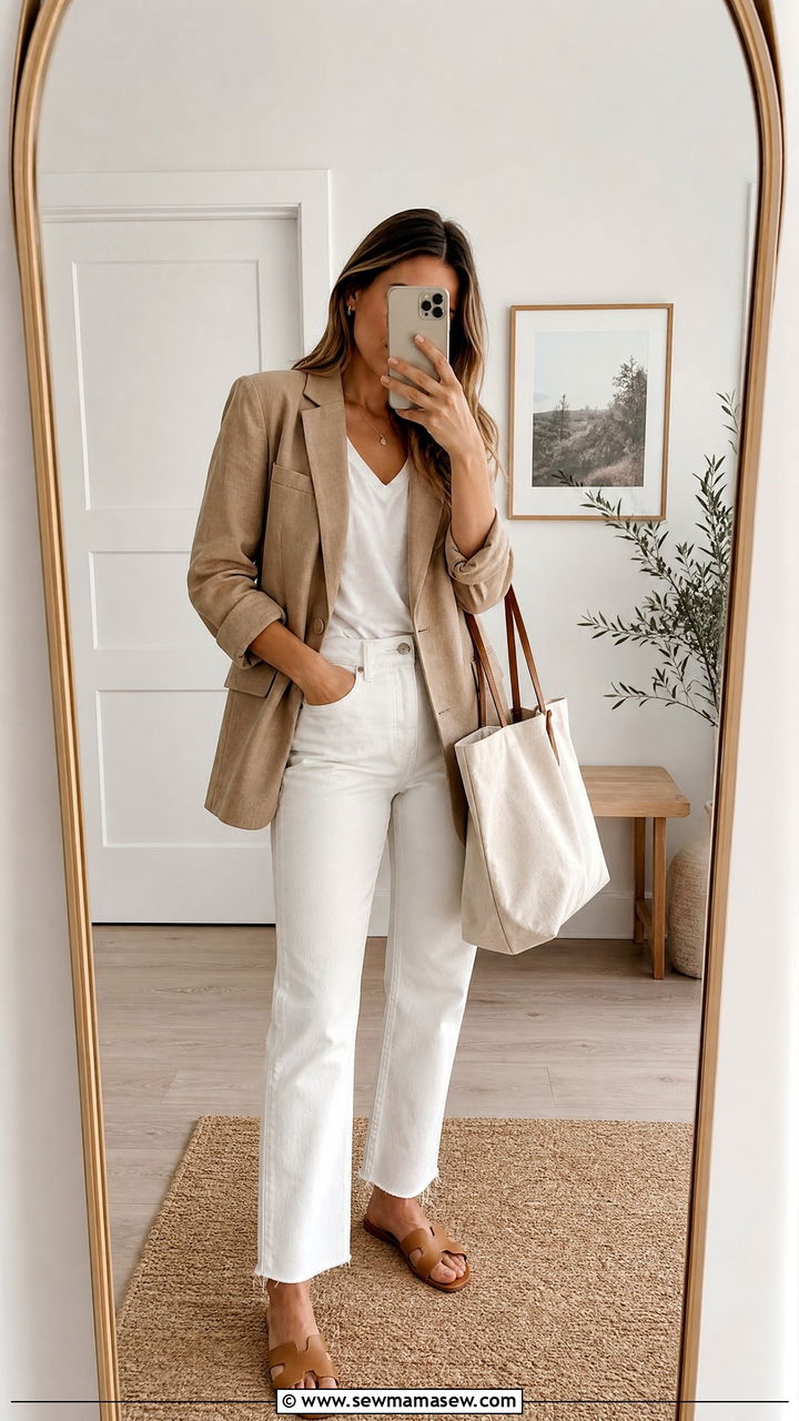 White Jeans With Tan Blazer Outfit - 25 White jeans outfit ideas with a blazer