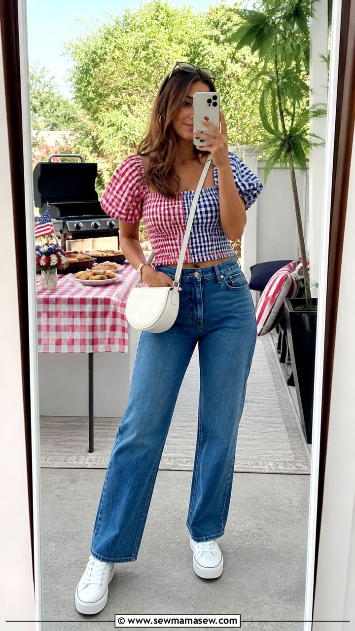 White Jeans and Red Top Outfit - 40 Memorial Day outfit ideas