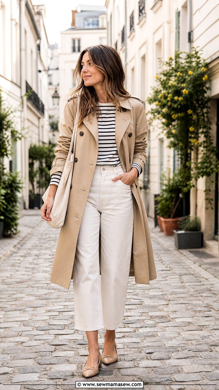 White Jeans with Trench Coat Outfit - 35 How to style white jeans