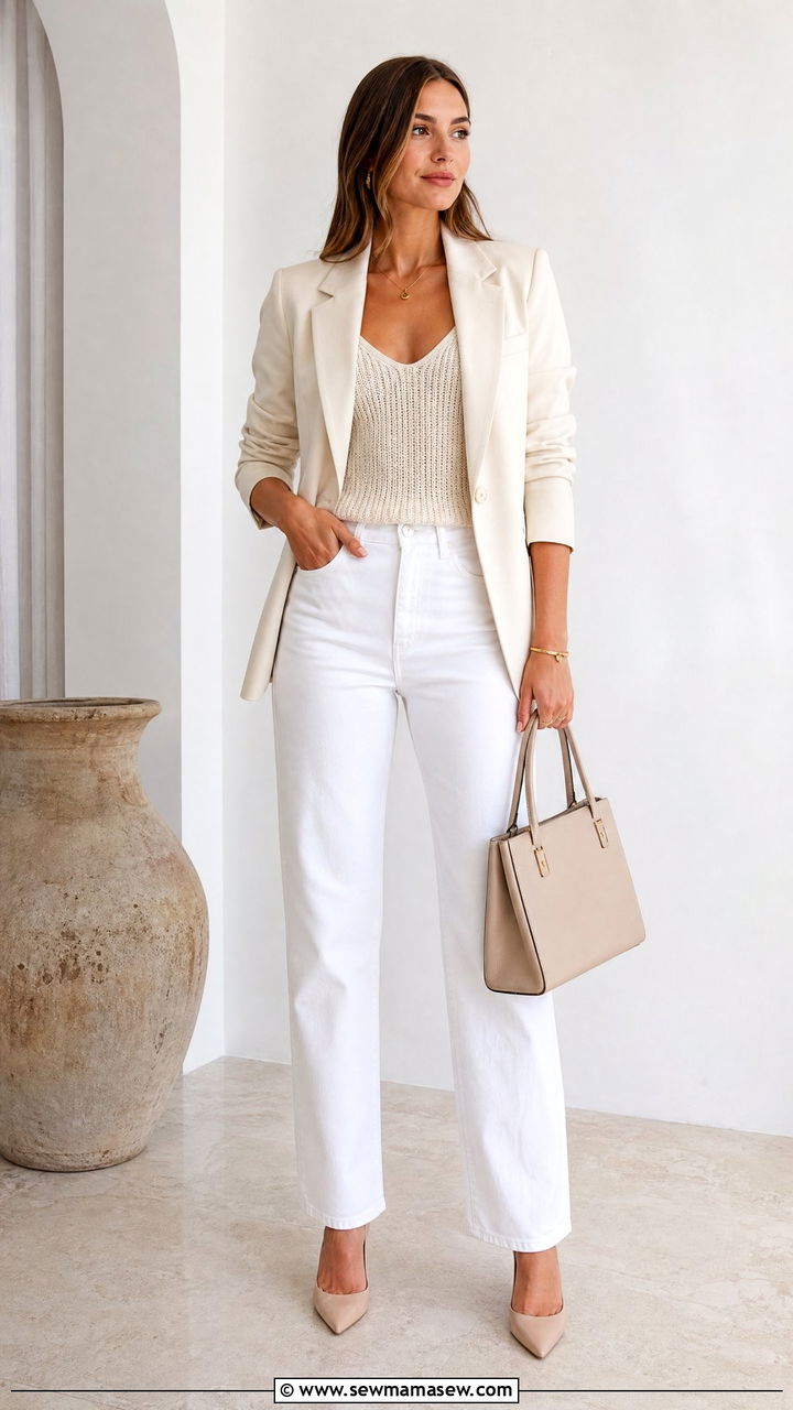 White Jeans with White Blazer Outfit - 35 How to style white jeans