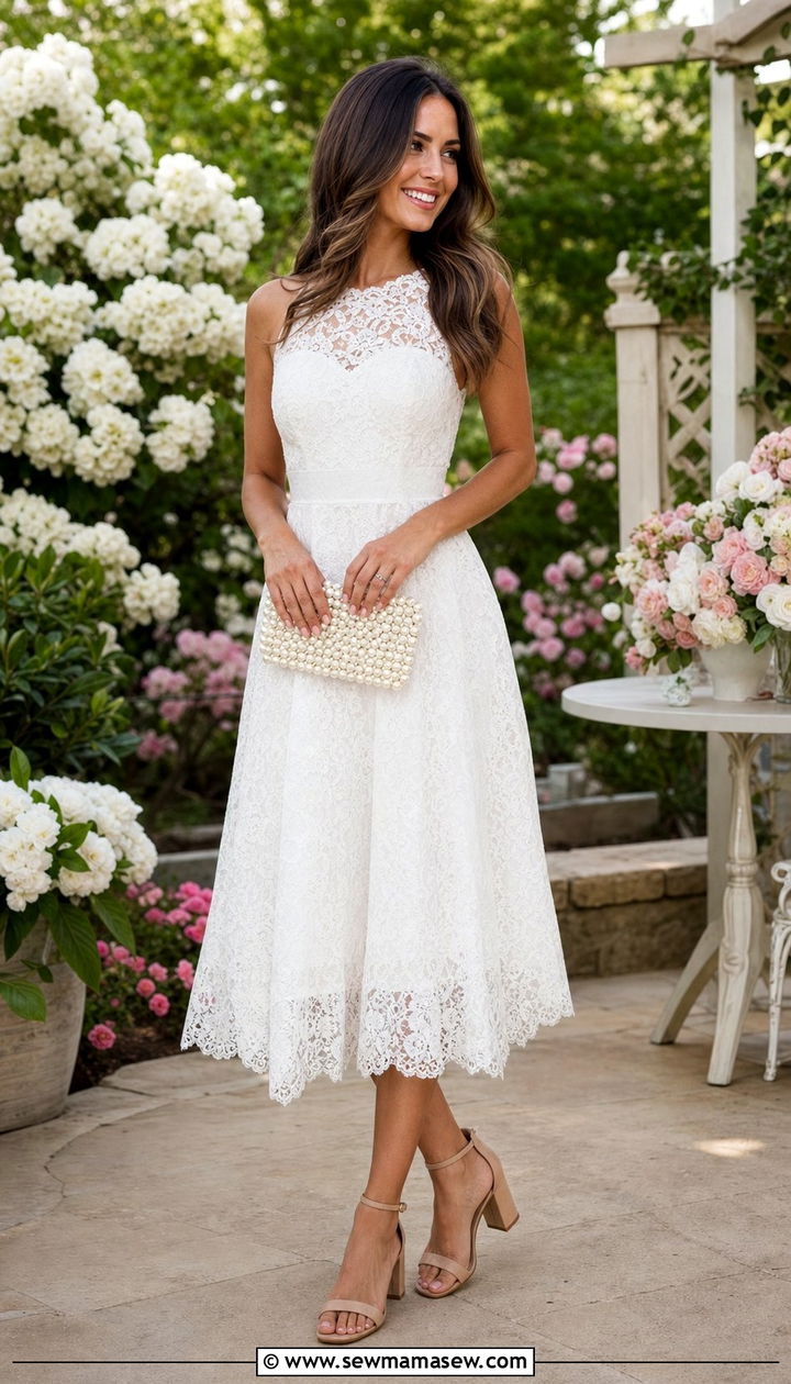 White Lace Dress Bridal Shower Outfit - 35 bridal shower outfit ideas