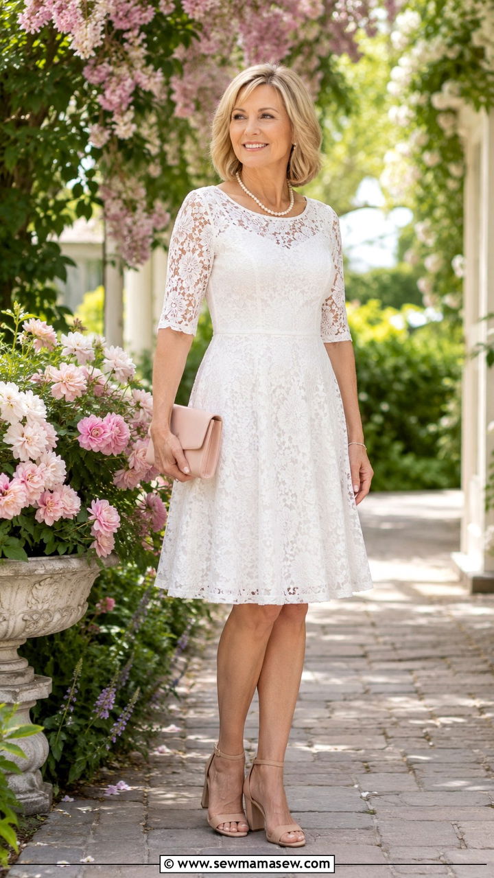 White Lace Dress Outfit for Women Over 50 - 30 Dress outfit ideas for women over 50