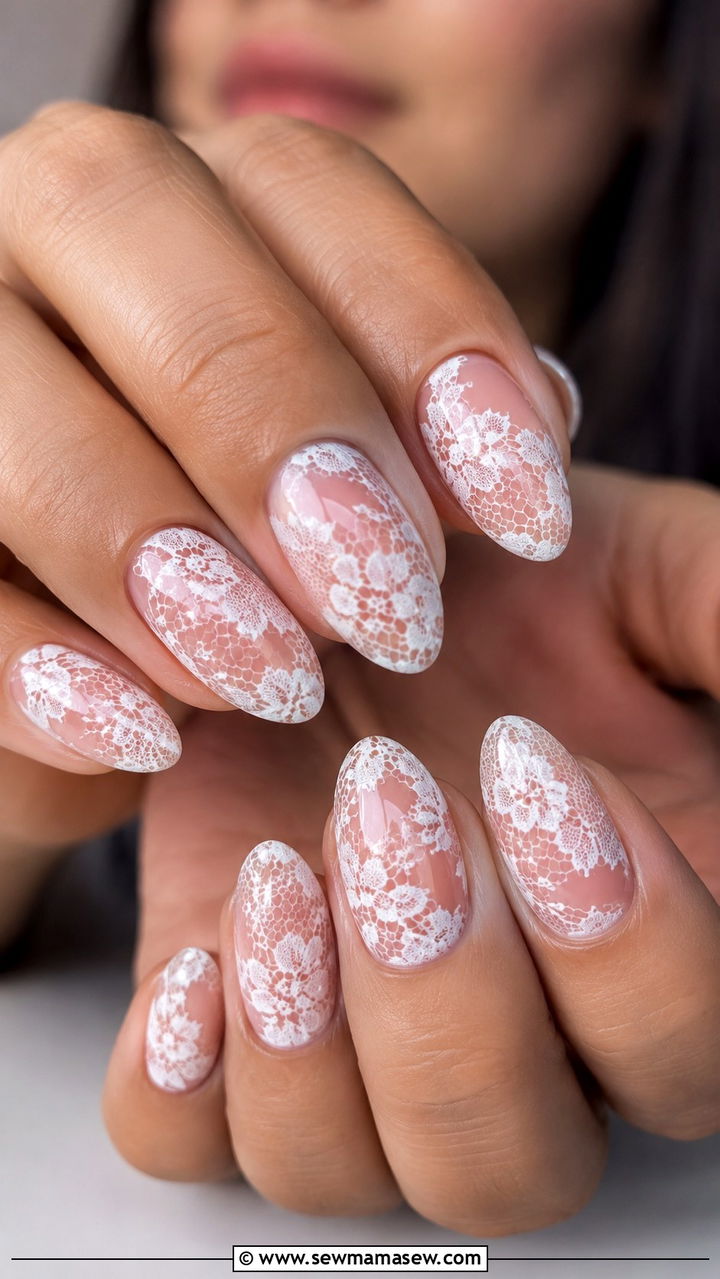 White Lace Gel Nails - 50 gel polish