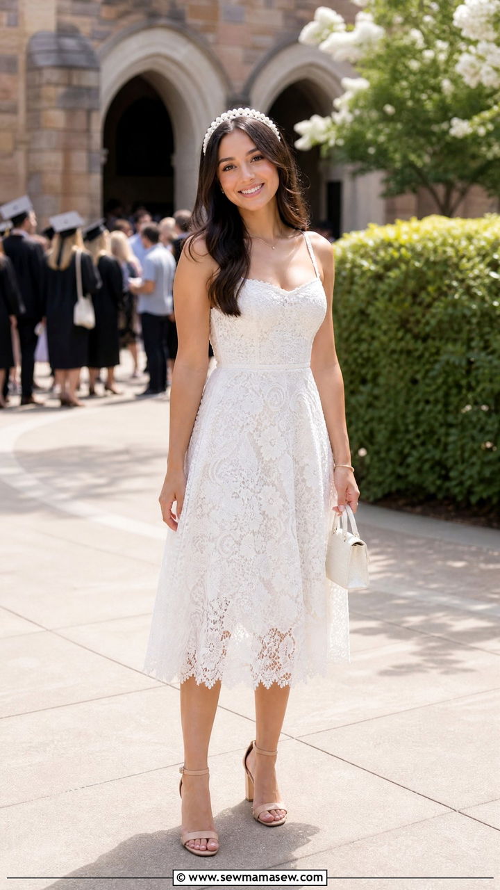 White Lace Midi Dress Graduation Outfit - 25 graduation outfits Pinterest