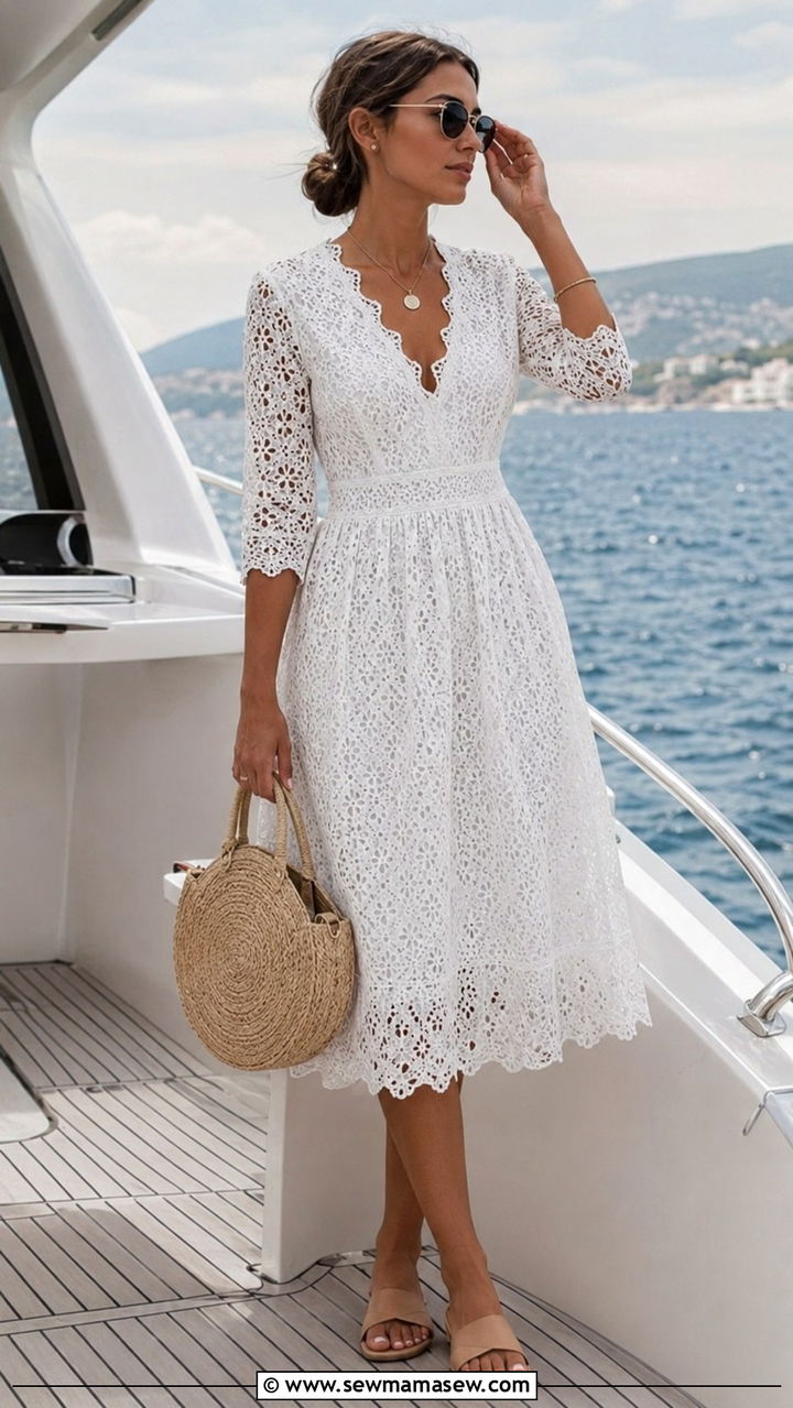 White Lace Midi Dress Outfit - 25 Yacht outfit ideas 2026