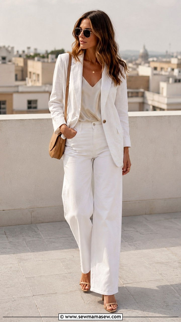 White Linen Blazer With White Jeans - 30 Linen blazer outfit ideas with jeans