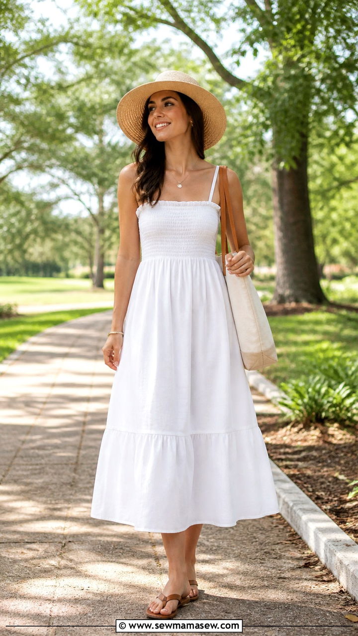 White Linen Button Down and Denim Shorts Outfit - 40 Summer wardrobe staples
