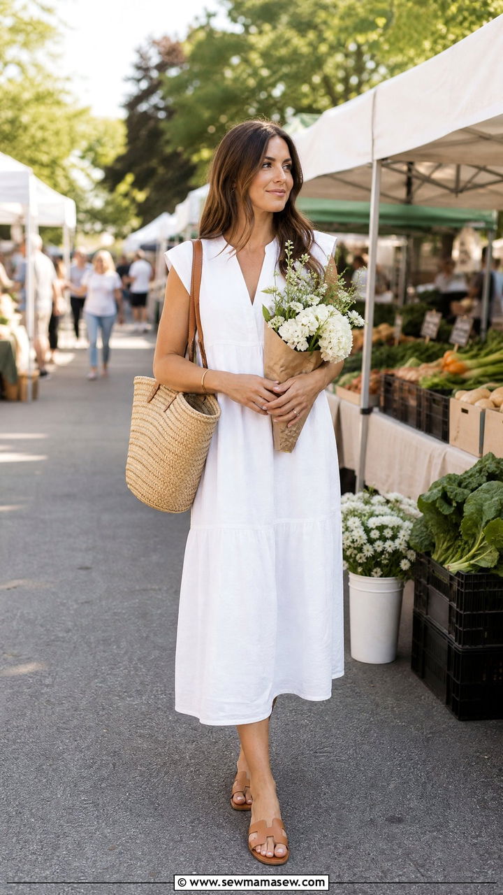 White Linen Dress Outfit - 35 June outfits for women