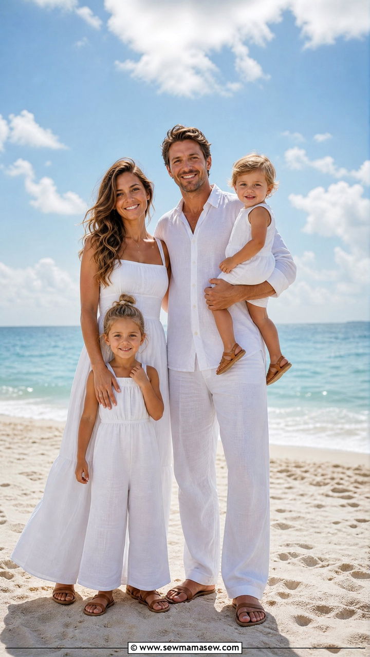 White Linen Matching Family Outfits - 30 Matching summer family outfits