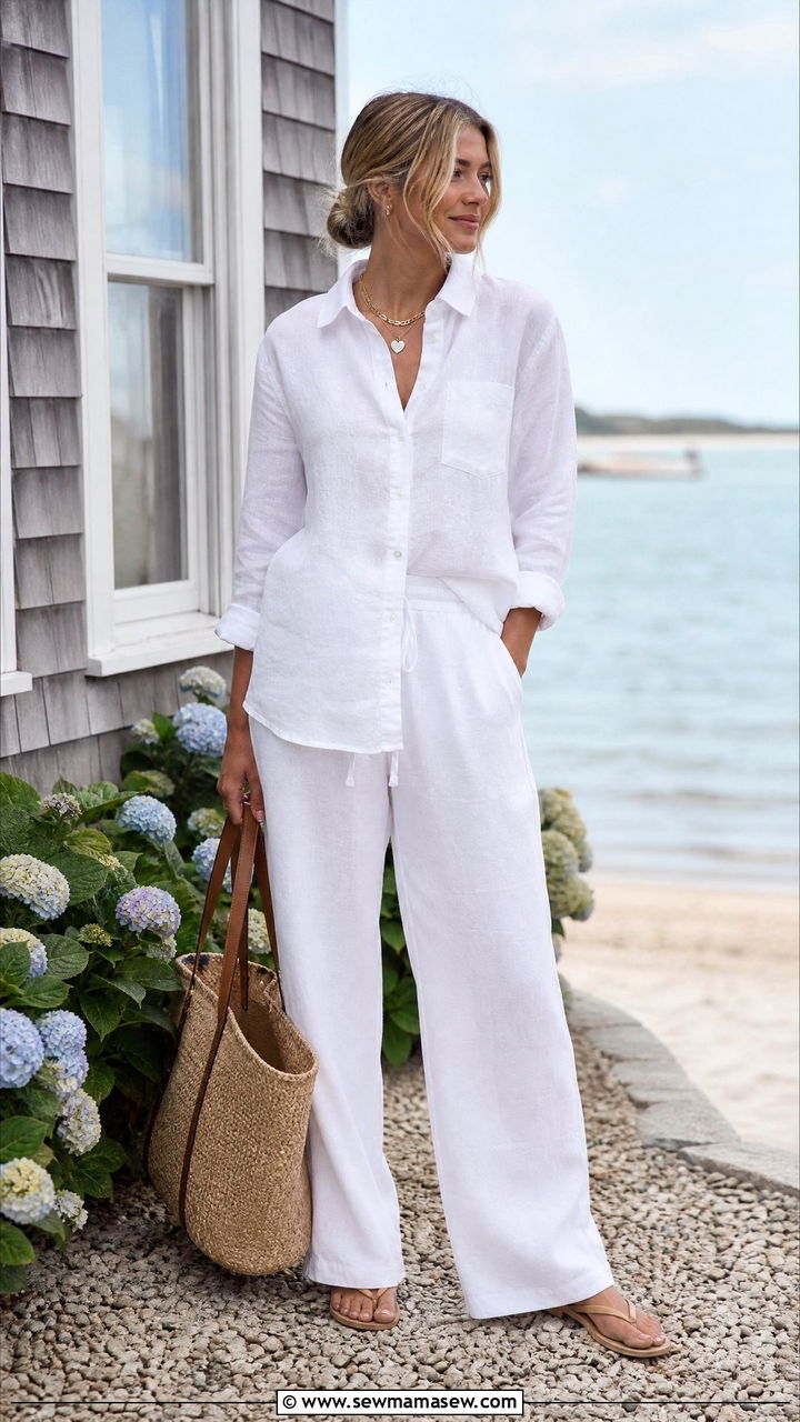 White Linen Matching Set Cape Cod - 25 Old money outfit ideas for Cape Cod