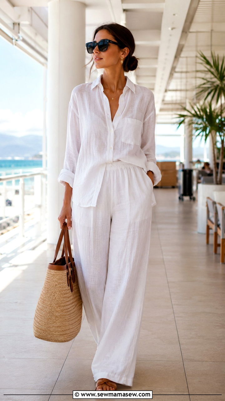 White Linen Matching Set Outfit - 25 resort outfits inspo