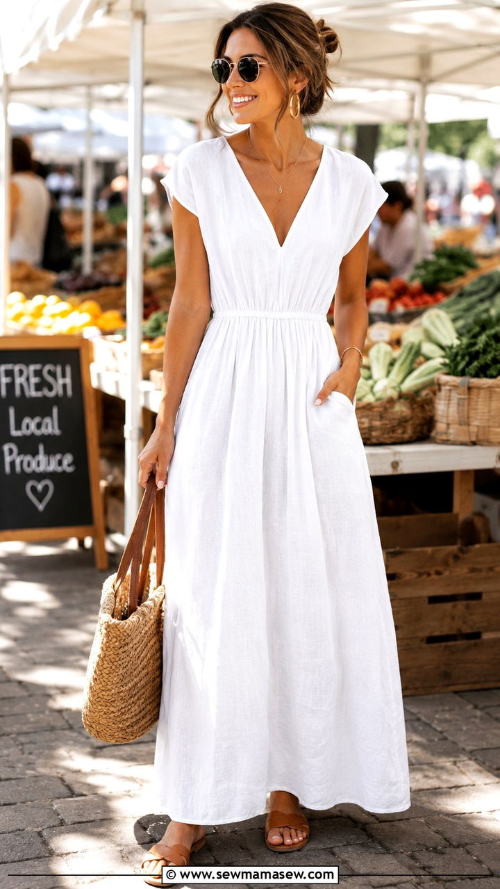 White Linen Maxi Dress Outfit - 20 maxi dress outfits 2026