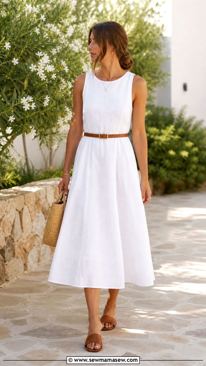 White Linen Shirt and Beige Shorts - 40 summer minimalist outfits