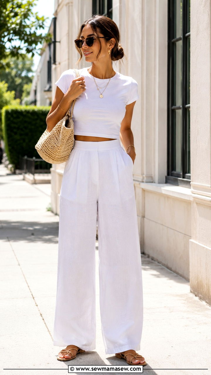 White Linen Trousers Mid June Outfit - 25 Mid June outfit ideas