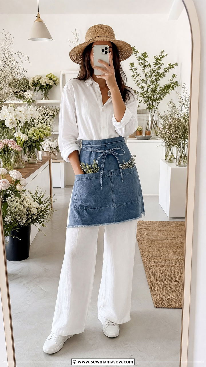 White Linen Two Piece Florist Outfit - 20 Florist outfit ideas