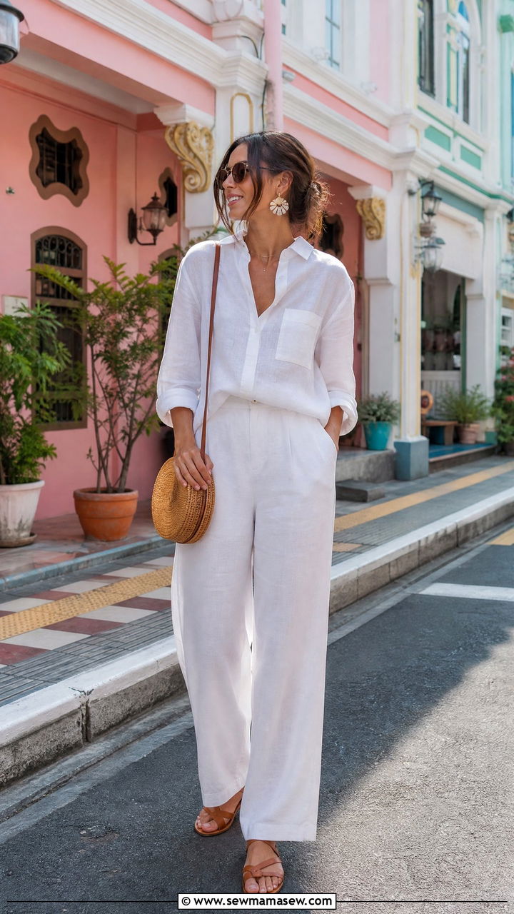 White Linen Two Piece Phuket - 25 Phuket outfit ideas
