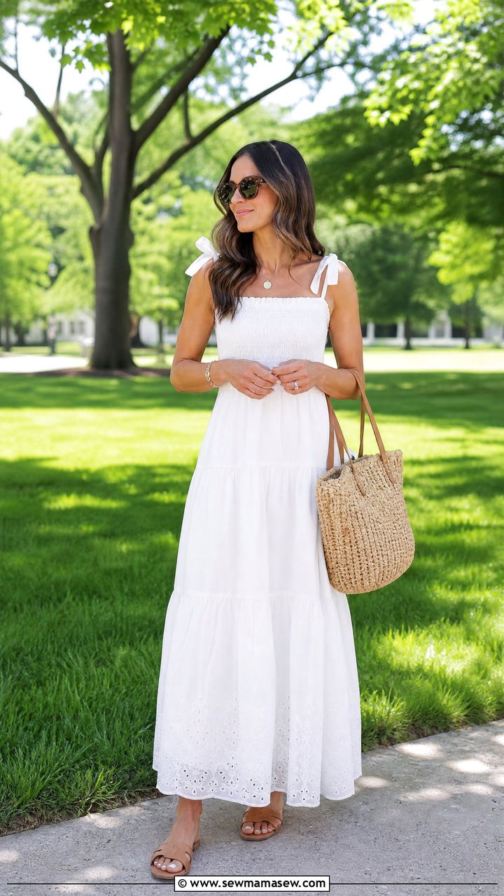 White Maxi Dress Summer Park Outfit - 30 Summer park outfits