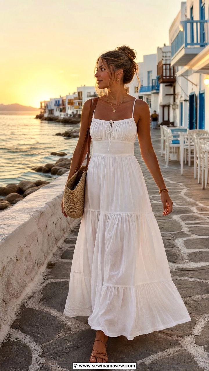 White Maxi Dress Vacation Outfit - 25 vacation outfits aesthetic