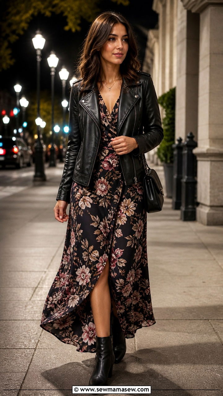 White Maxi Dress With Denim Jacket - 40 cute maxi dress outfits