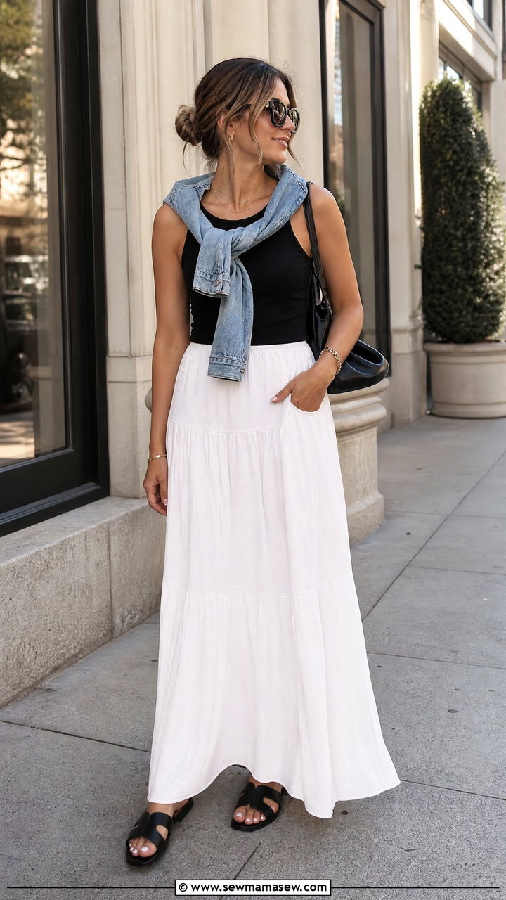 White Maxi Skirt Outfit - 35 maxi skirt outfit ideas for women