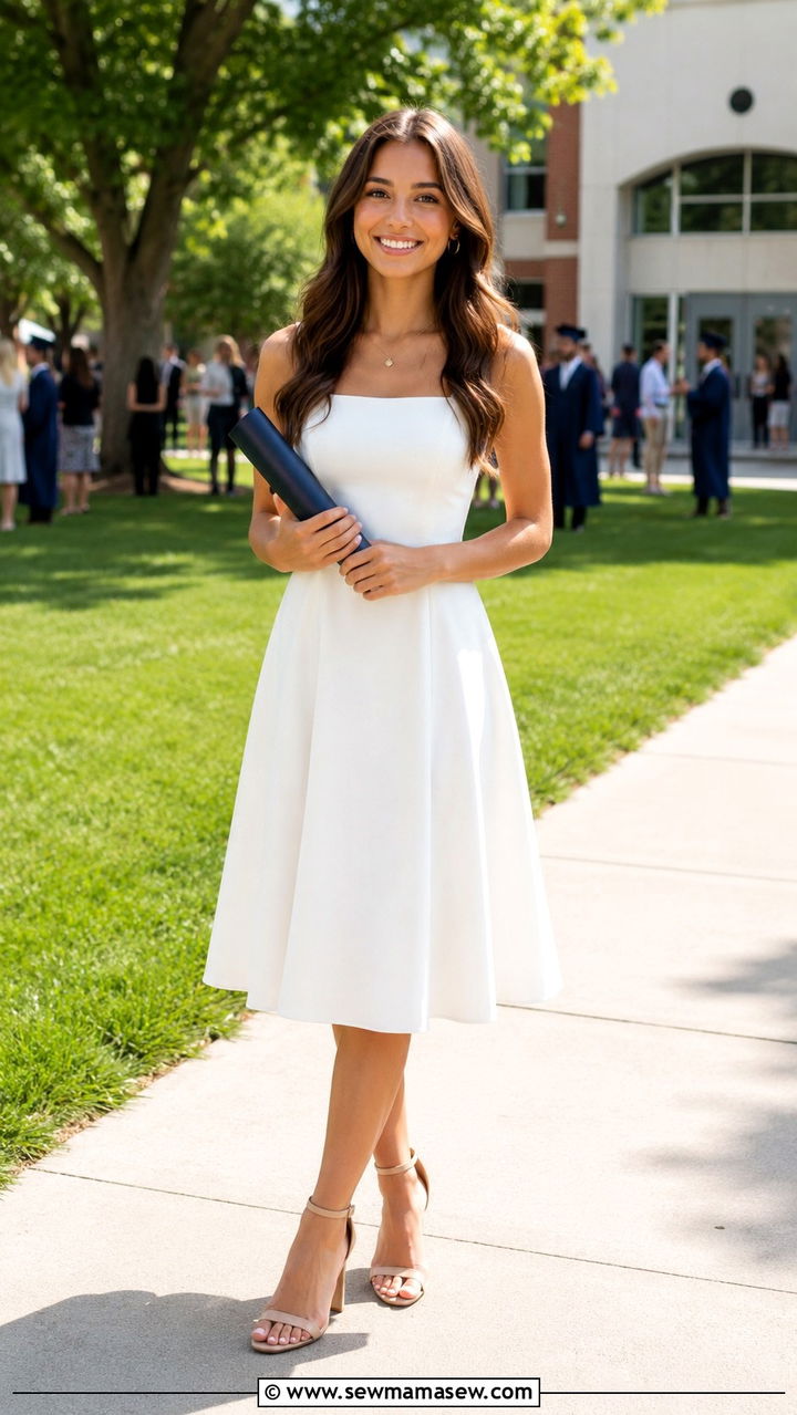 White Midi Dress Graduation Outfit - 30 High school graduation outfits