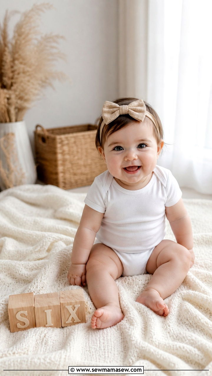 White Onesie with Milestone Blocks - 20 6 month photo outfit ideas