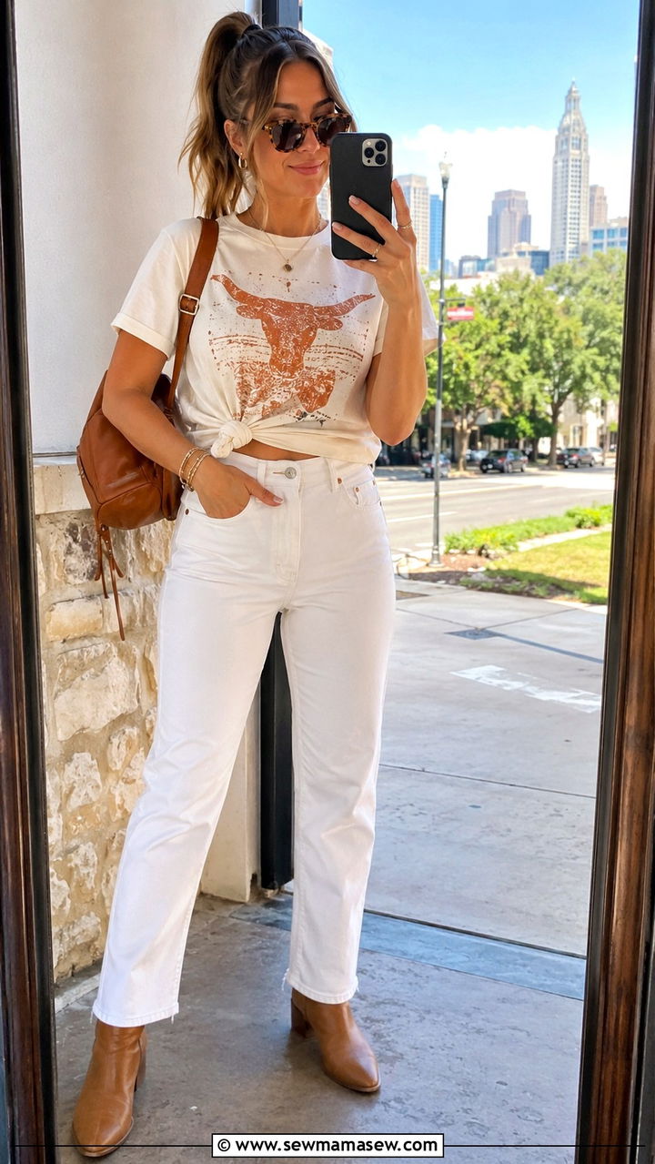 White Outfit Dress And Cowboy Boots Gameday - 20 Gameday outfit ideas Texas
