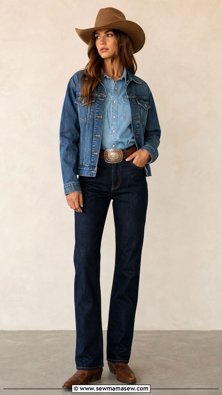 White Prairie Dress with Cowboy Boots and Straw Hat - 40 Western outfit ideas
