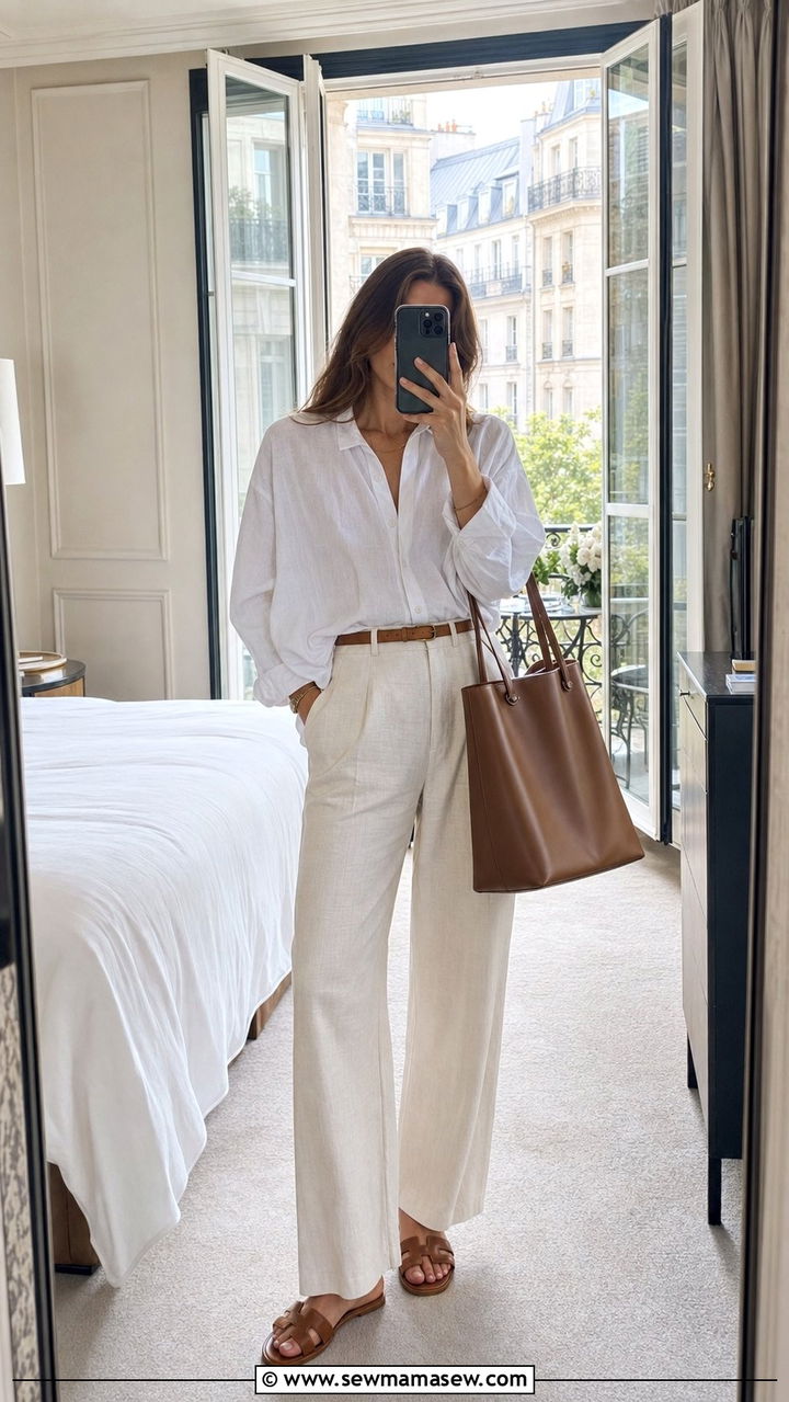 White Shirt And Linen Trousers - 25 European summer outfits 2026