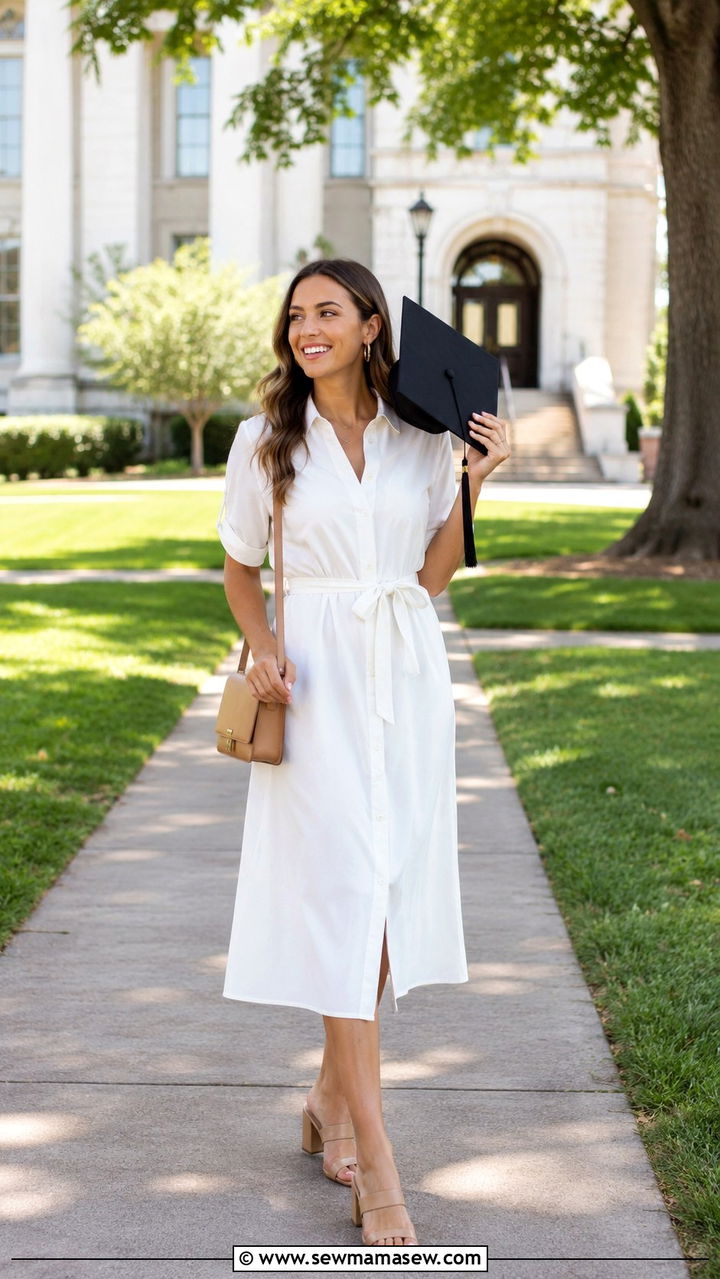 White Shirt Dress Graduation Outfit - 30 MBA graduation outfit ideas