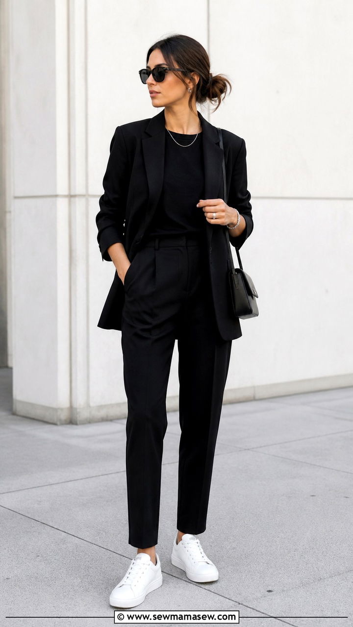 White Shirt and Black Tailored Trousers - 40 Minimalist outfit ideas