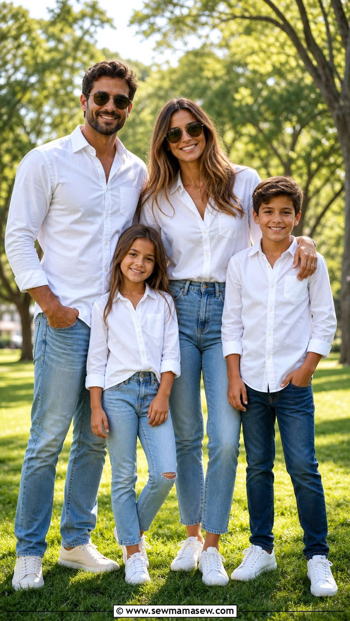 White Shirts And Jeans Family Photo Outfit - 25 Family photo outfit ideas matching