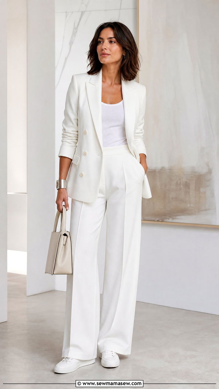 White Sneakers With All White Monochrome Set - 35 How to style white sneakers